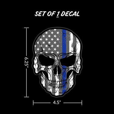 Thin Blue Line Police Skull
